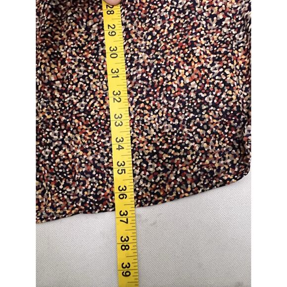 J. Jill Women's Multi-Colored Button-Front Long-Sleeved Pleated Crewneck Dress - Picture 8 of 9